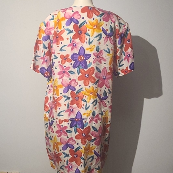 Vintage 100% silk tunic floral dress - Picture 2 of 12
